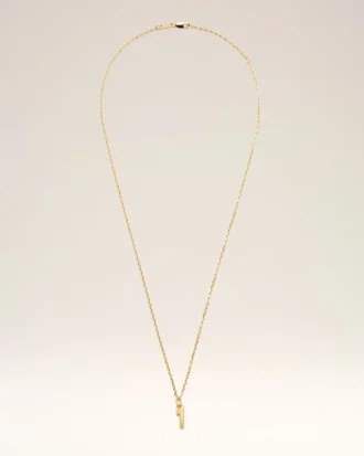 Collar con colgante «1» de latón dorado martillado