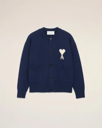 Cárdigan azul de cuello redondo Ami de Coeur Cardigan de lana