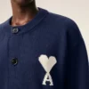 Cárdigan azul de cuello redondo Ami de Coeur Cardigan de lana