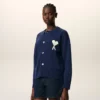 Cárdigan azul de cuello redondo Ami de Coeur Cardigan de lana