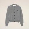 Cárdigan de cuello redondo de lana gris Ami de Coeur Cardigan