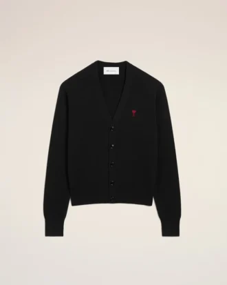 Cárdigan de lana negro con Ami de Coeur en contraste