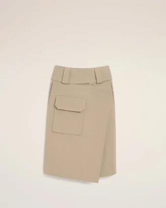 Falda cruzada de algodón beige