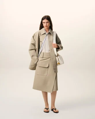 Falda cruzada de algodón beige