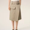 Falda cruzada de algodón beige Falda cruzada de algodón beige