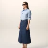 Falda larga de algodón azul