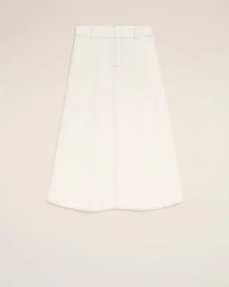 Falda larga trapecio de algodón blanco
