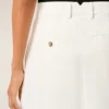 Falda larga trapecio de confección sartorial en mezcla de lino blanco Falda larga trapecio de confección sartorial en mezcla de lino blanco