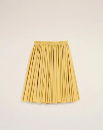 Falda midi Corolla de algodón amarillo