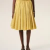 Falda midi Corolla de algodón amarillo Falda midi Corolla de algodón amarillo