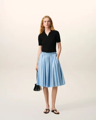 Falda midi Corolla de algodón azul