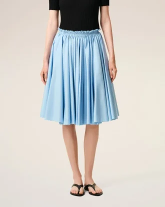 Falda midi Corolla de algodón azul