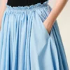 Falda midi Corolla de algodón azul Falda midi Corolla de algodón azul