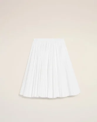 Falda midi Corolla de algodón blanco