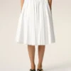 Falda midi Corolla de algodón blanco