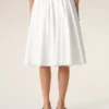 Falda midi Corolla de algodón blanco