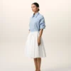 Falda midi Corolla de algodón blanco