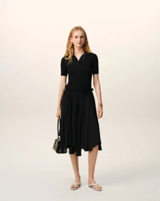 Falda midi Corolla de mezcla de seda negra