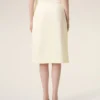 Falda midi de lana nueva blanca con cinturón y hebilla grande Falda midi de lana nueva blanca con cinturón y hebilla grande