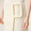 Falda midi de lana nueva blanca con cinturón y hebilla grande Falda midi de lana nueva blanca con cinturón y hebilla grande