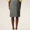 Falda midi de lana nueva gris con cinturón de hebilla grande Falda midi de lana nueva gris con cinturón de hebilla grande