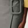 Falda midi de lana nueva gris con cinturón de hebilla grande Falda midi de lana nueva gris con cinturón de hebilla grande