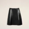 Falda midi trapecio de piel de cordero negra Falda midi trapecio de piel de cordero negra