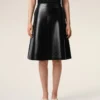 Falda midi trapecio de piel de cordero negra Falda midi trapecio de piel de cordero negra