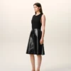 Falda midi trapecio de piel de cordero negra Falda midi trapecio de piel de cordero negra