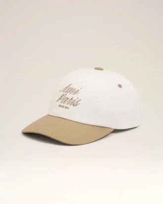 Gorra Ami Paris de algodón bicolor beige y blanco