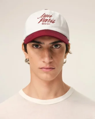 Gorra Ami Paris de algodón bicolor rojo y blanco
