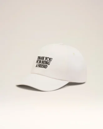 Gorra de algodón blanco con bordado «Thank You for Being a Friend»