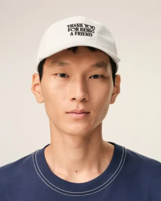 Gorra de algodón blanco con bordado «Thank You for Being a Friend»
