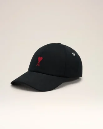 Gorra de algodón con bordado Ami de Coeur en negro