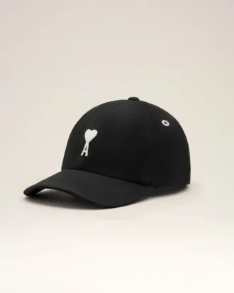Gorra de algodón negro con parche de fieltro Ami de Coeur Gorra de algodón negro con parche de fieltro Ami de Coeur