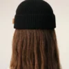 Gorro de lana negro con etiqueta de cuero «Ami»