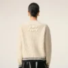 Jersey Ami de Coeur de cuello en V de lana acanalada blanca