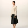 Jersey Ami de Coeur de cuello en V de lana acanalada blanca