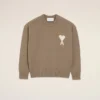 Jersey Ami de Coeur Sweater de cuello redondo en lana y algodón beige