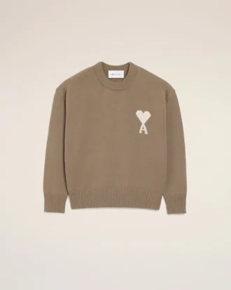 Jersey Ami de Coeur Sweater de cuello redondo en lana y algodón beige