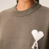 Jersey Ami de Coeur Sweater de cuello redondo en lana y algodón beige