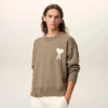 Jersey Ami de Coeur Sweater de cuello redondo en lana y algodón beige
