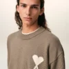 Jersey Ami de Coeur Sweater de cuello redondo en lana y algodón beige