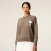 Jersey Ami de Coeur Sweater de cuello redondo en lana y algodón beige