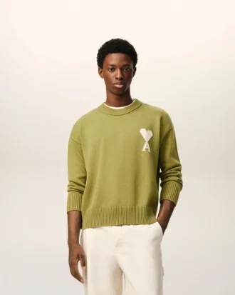 Jersey Ami de Coeur Sweater de cuello redondo en lana y algodón verde