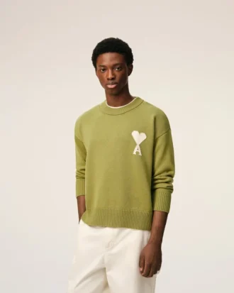 Jersey Ami de Coeur Sweater de cuello redondo en lana y algodón verde