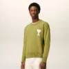 Jersey Ami de Coeur Sweater de cuello redondo en lana y algodón verde