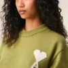 Jersey Ami de Coeur Sweater de cuello redondo en lana y algodón verde
