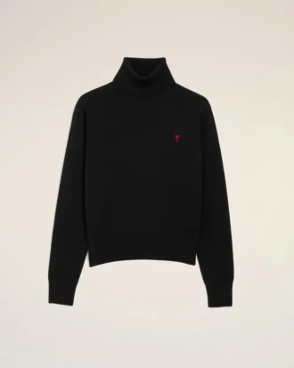 Jersey de cuello alto Ami de Coeur de lana negra