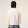 Jersey de cuello alto de lana natural con Ami de Coeur en contraste Jersey de cuello alto de lana natural con Ami de Coeur en contraste
